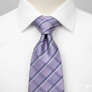 Jones New York Silk Tie Purple Lavender Geometric Checker Formal Professional